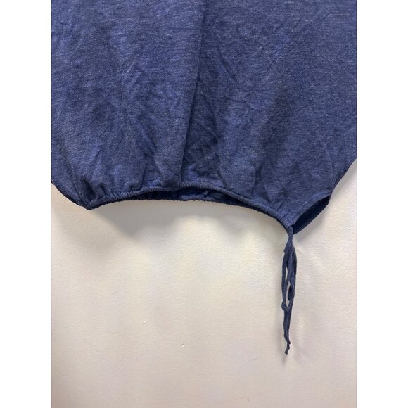 Lanston Navy Blue Halter Top XS Adjustable Drawstring Hem Lightweight Blend Made - Picture 4 of 10